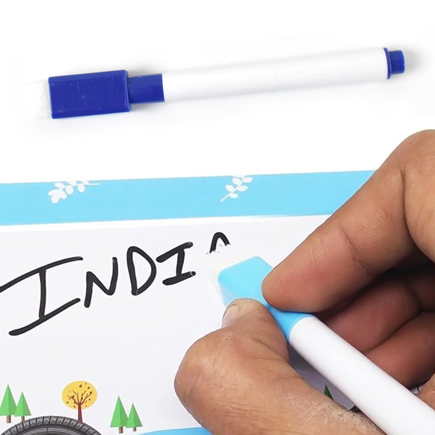 Cartoon Metal Compass Box for Kids with Stationery (6 Pc Set)