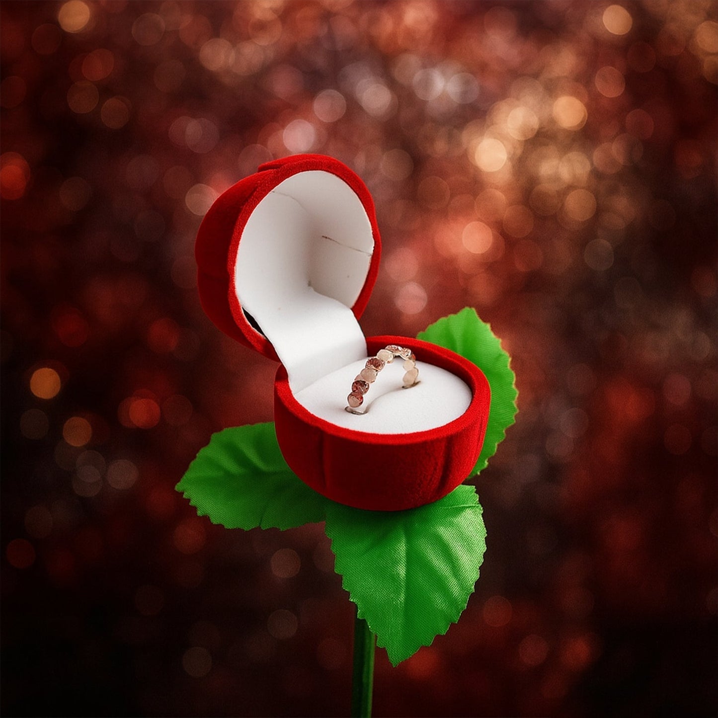 Artificial Rose Flower Shaped Jewelry Ring Box (1 Pc)