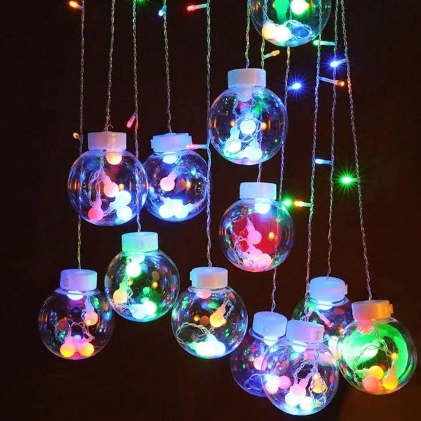 12 Wish Balls Window Curtain String Lights with 8 Flashing Modes Decoration for Home Decoration, Diwali & Wedding LED Christmas Light Indoor and Outdoor Light ,Festival Decoration (Plastic, Multi Color)