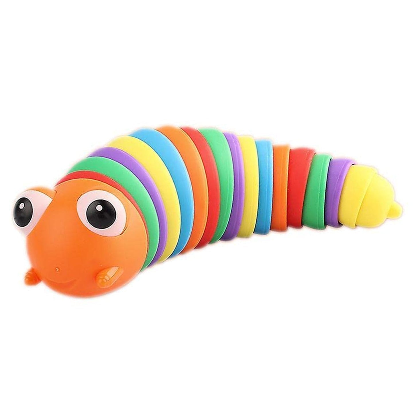 3D Rainbow Color Plastic Slug Fidget Toys, Stress Relieving Toy, Sensory Slug Toy for Boys and Girls, Finger slug Toy, for Autistic, Caterpillar Fidget Toys Stress Relief Gifts for Toddlers Kids Adults (1 Pc)