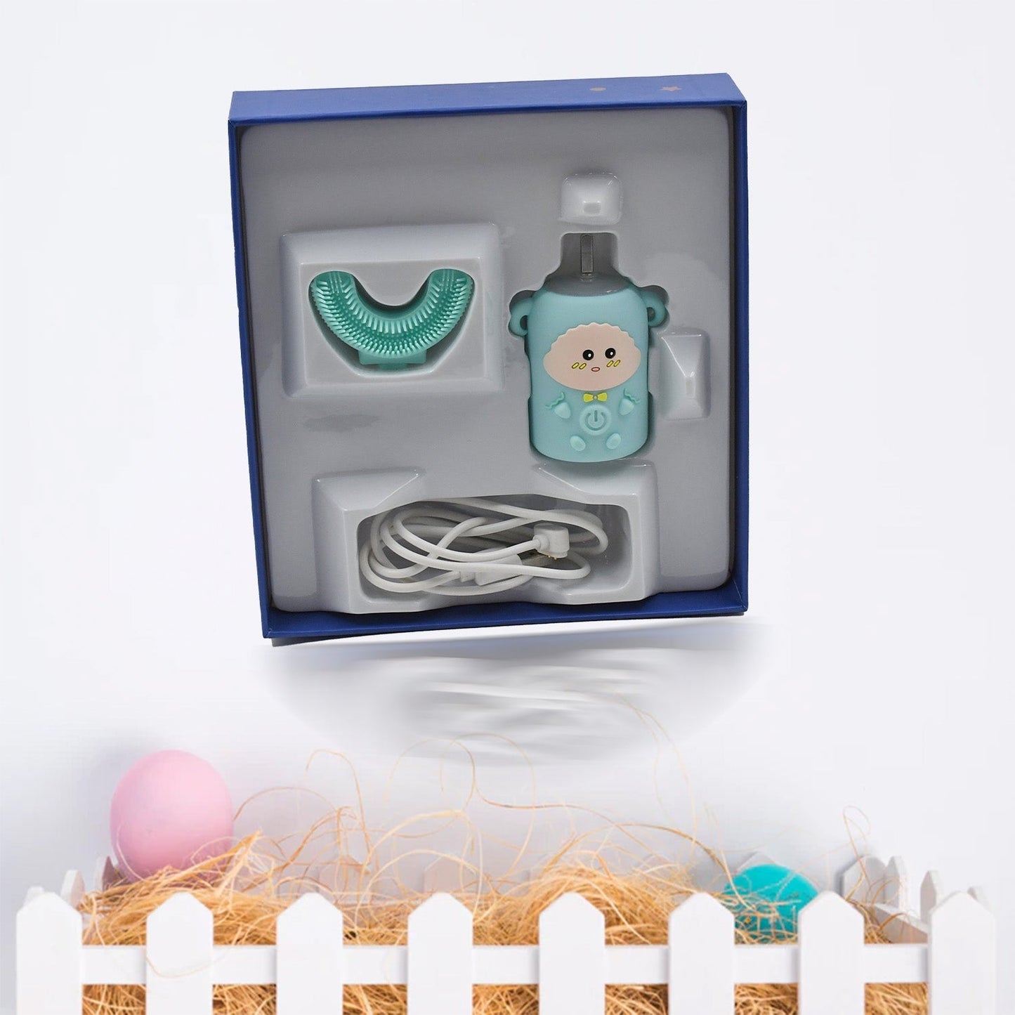 Electric Toothbrush With Light & Music, Kids U-Shaped 360° USB Rechargeable Plastic Automatic Toothbrush Portable Adjustable Cleaning Whitening Toothbrush with USB Charging Function Plastic + ABS for Kids