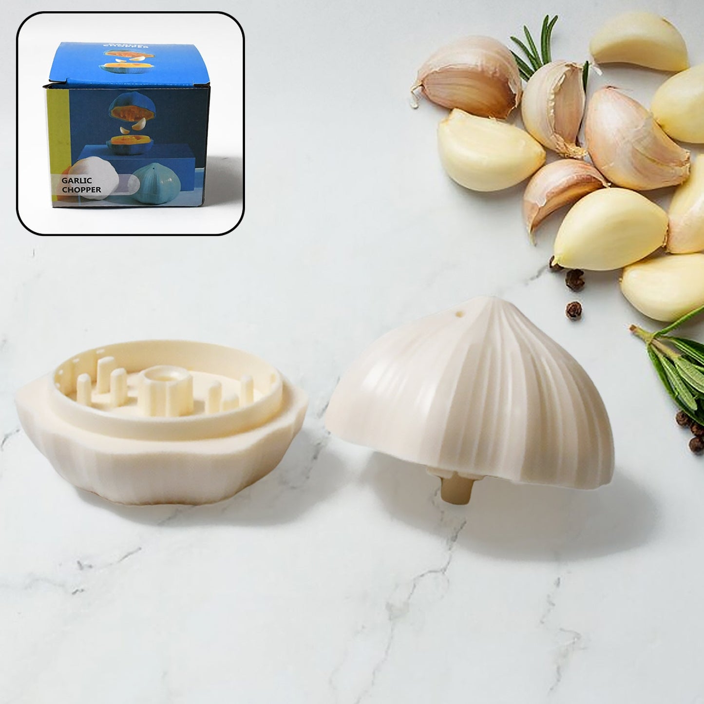 Garlic Press Sharpener Device – Portable Manual Ginger, Chili & Garlic Crusher, Masher, Chopper & Grinder for Kitchen Use