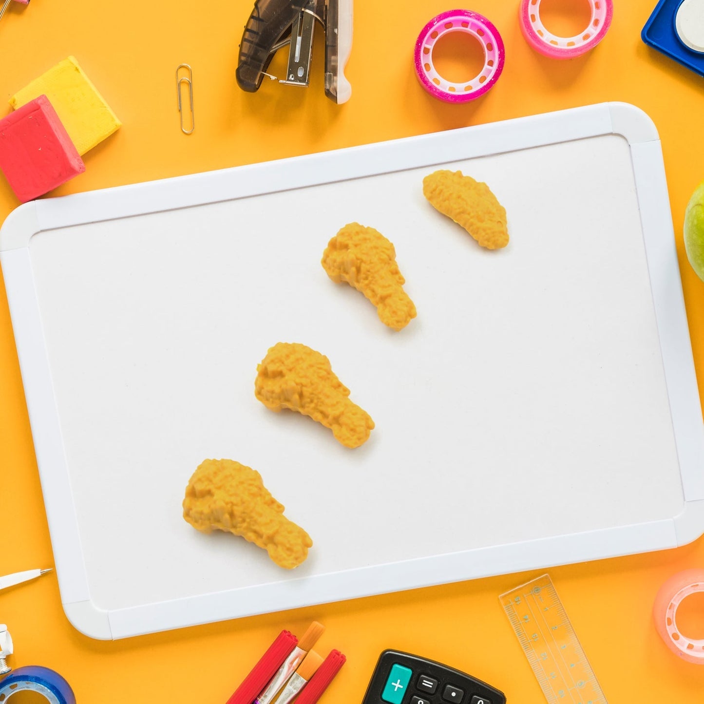 Cute Chicken Wing & Leg Erasers for Kids & Students (8 Pc Set)