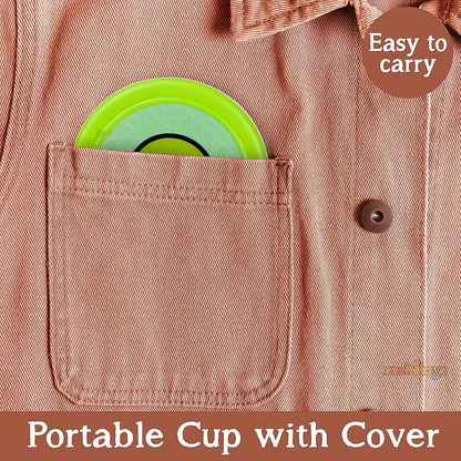 Portable Travelling Cup/Tumbler With Lid Folding / Pocket Glass for Travelling, Water Cup for Kids Walker, Folding Camping Cup with Lids Expandable Drinking Cup Folding Cup for Kids, Travel - (Pack of 1)