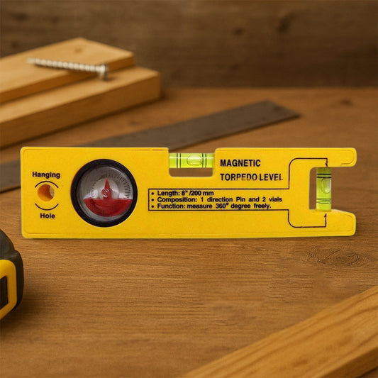 8-inch Magnetic Torpedo Level with 1 Direction Pin, 2 Vials and 360 Degree View