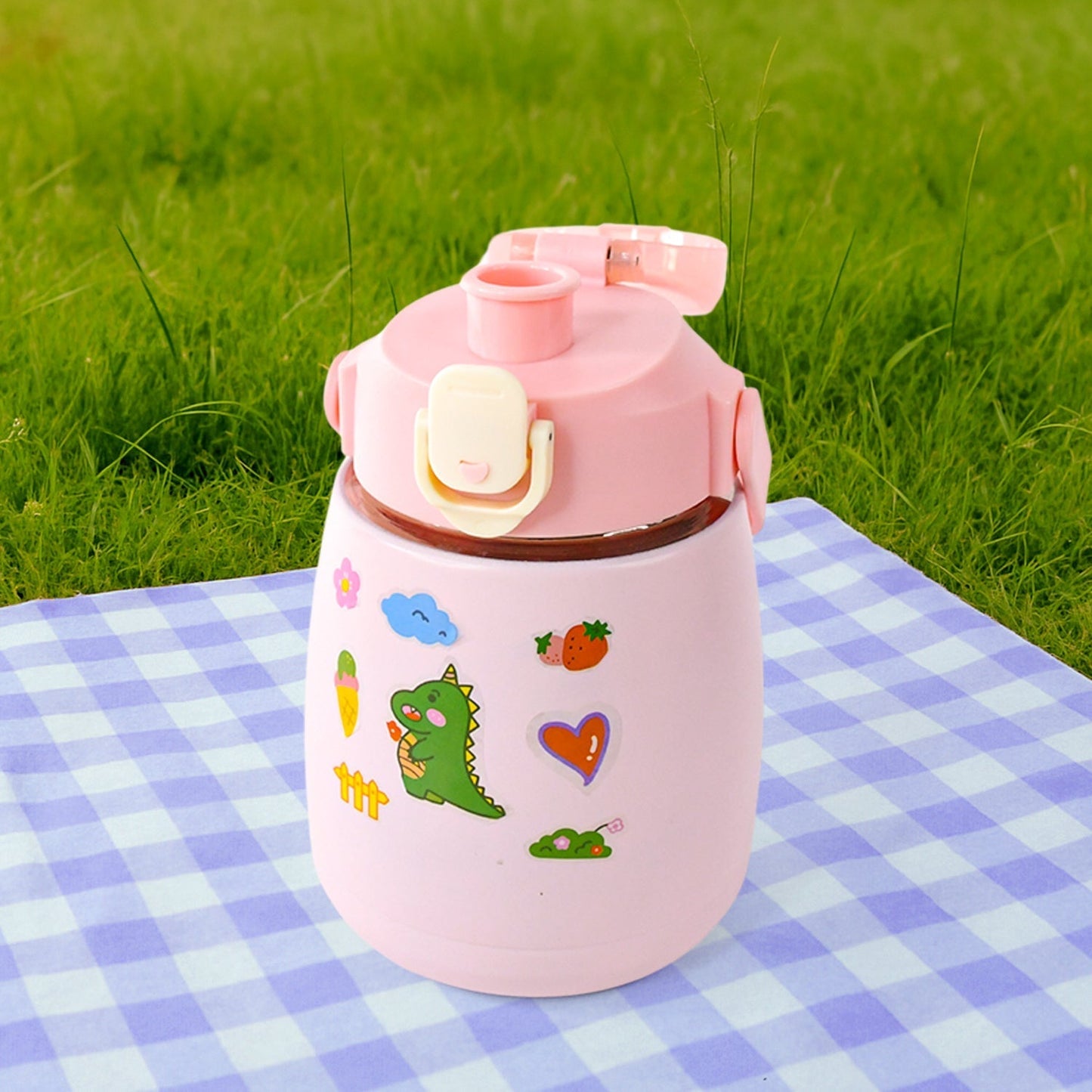 Stainless Steel Vacuum Insulated Water Bottle with Handle & Sticker (700 ML)