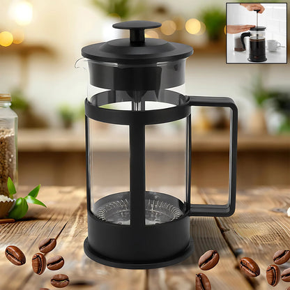 Coffee and Tea maker, Coffee Maker Glass Stainless Steel Coffee Press Glass Teapot for Camping Travel Gifts kitchen tools (Approx 350ml)