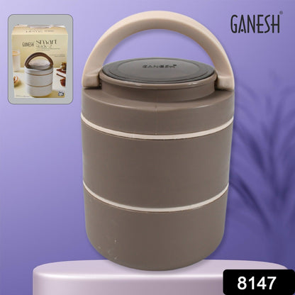 Ganesh Smart Stack 2-Layer Stainless Steel Leak-Proof Lunch Box for Office, School, Picnic