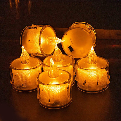 12 Pcs Flameless and Smokeless Decorative Acrylic Candles Transparent Led Tea Light Candle for Gifting, House, Diwali, Christmas, Festival, Events Decor Candles, Diwali