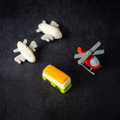 Vehicle Pattern Eraser School Stationery Use Eraser (4 Pc Set)