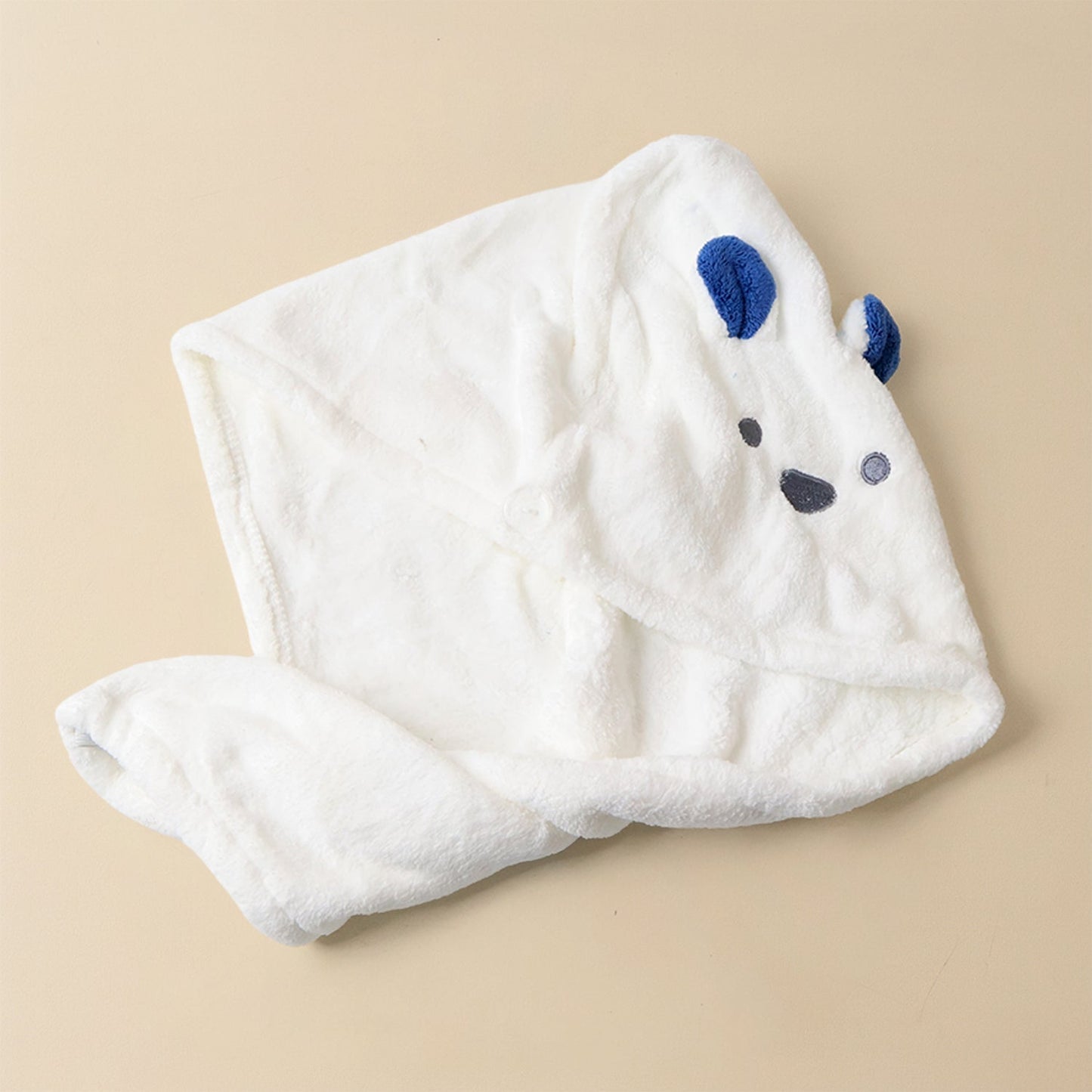 Soft Microfiber Hair Drying Towel Wrap with Cute Animal Ears & Button Closure (1 Pc)