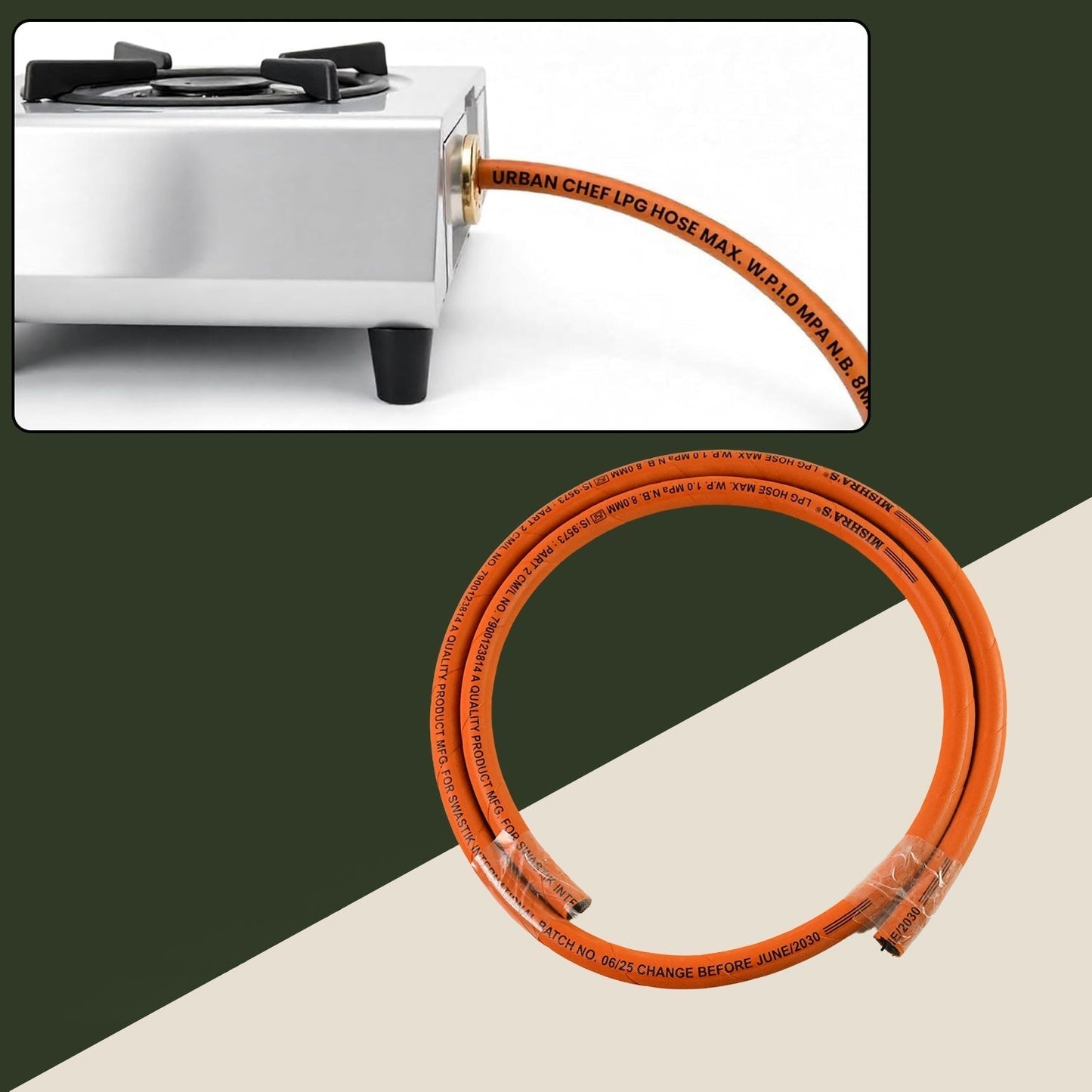 Mishra's 5-Piece Multipurpose LPG Kitchen Combo Set with Gas Pipe, Cylinder Trolley, Knife, Lighter & Peeler