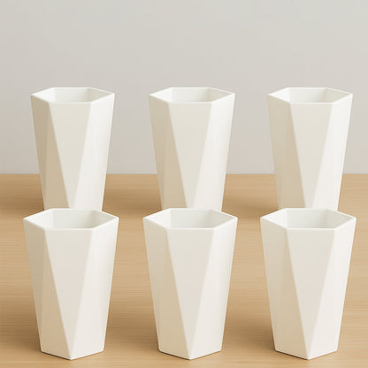 Hexagon Shape Plastic Drinking Glass Set (6 Pc)